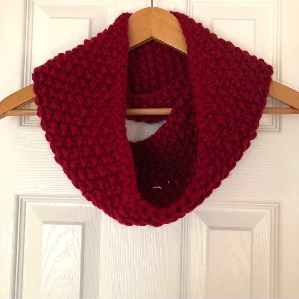 Cozy circle scarf in cranberry